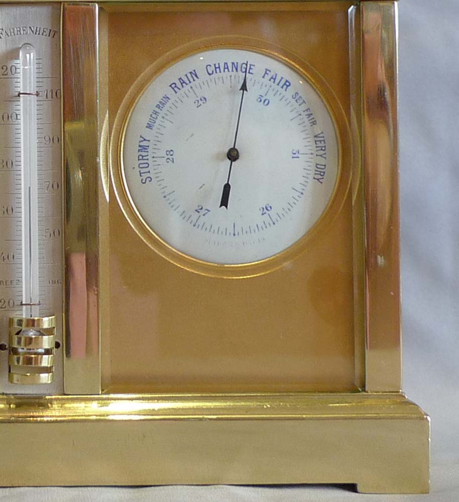 Antique compendium of clock, barometer, thermometer and compass