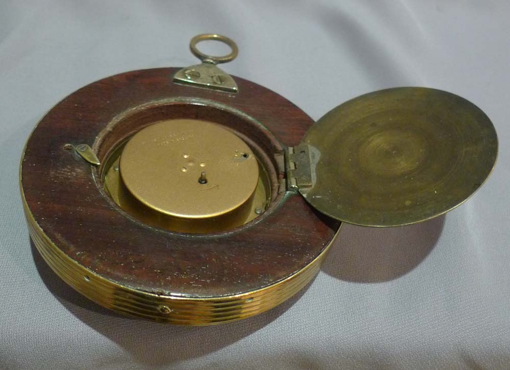 Antique late 18th century Sedan clock in mahogany and brass with later 8 day movement.