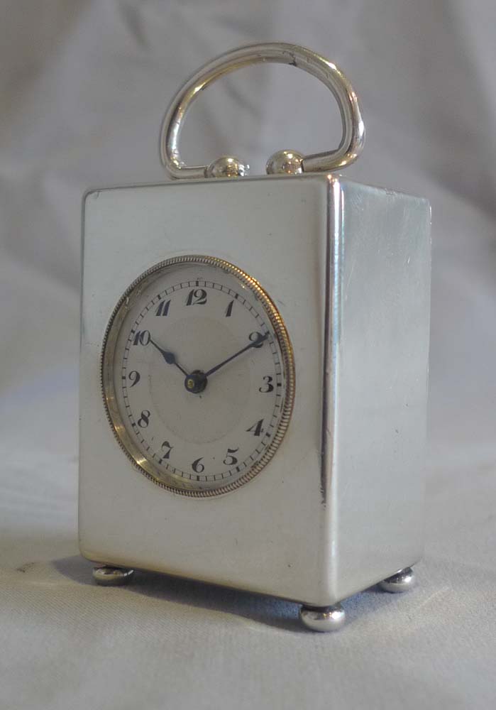 Swiss silver sub-miniature carriage clock.