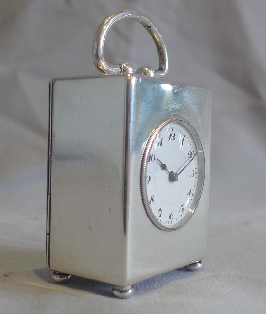 Swiss silver sub-miniature carriage clock.