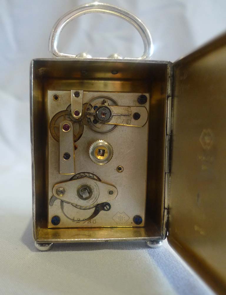Swiss silver sub-miniature carriage clock.