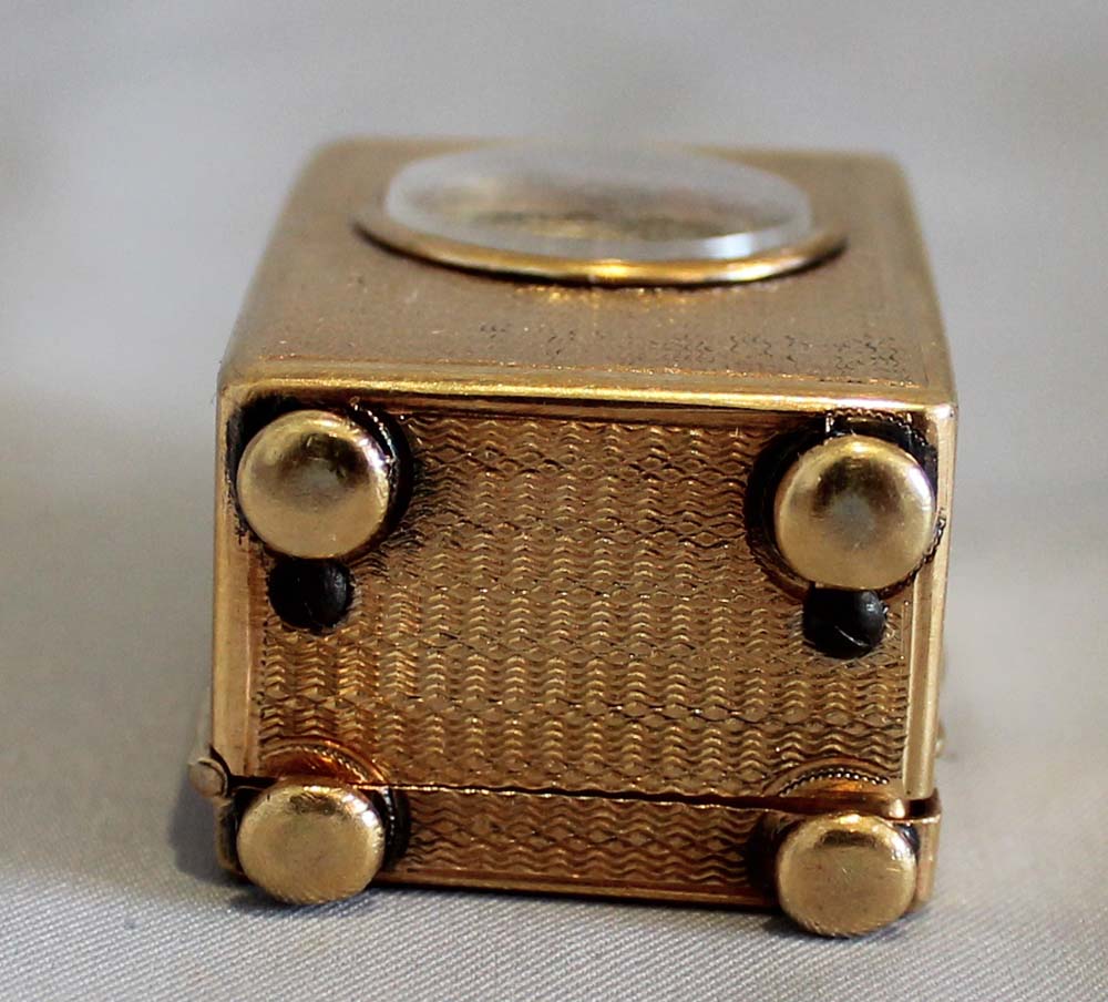 Antique English Silver Gilt sub miniature carriage clock.