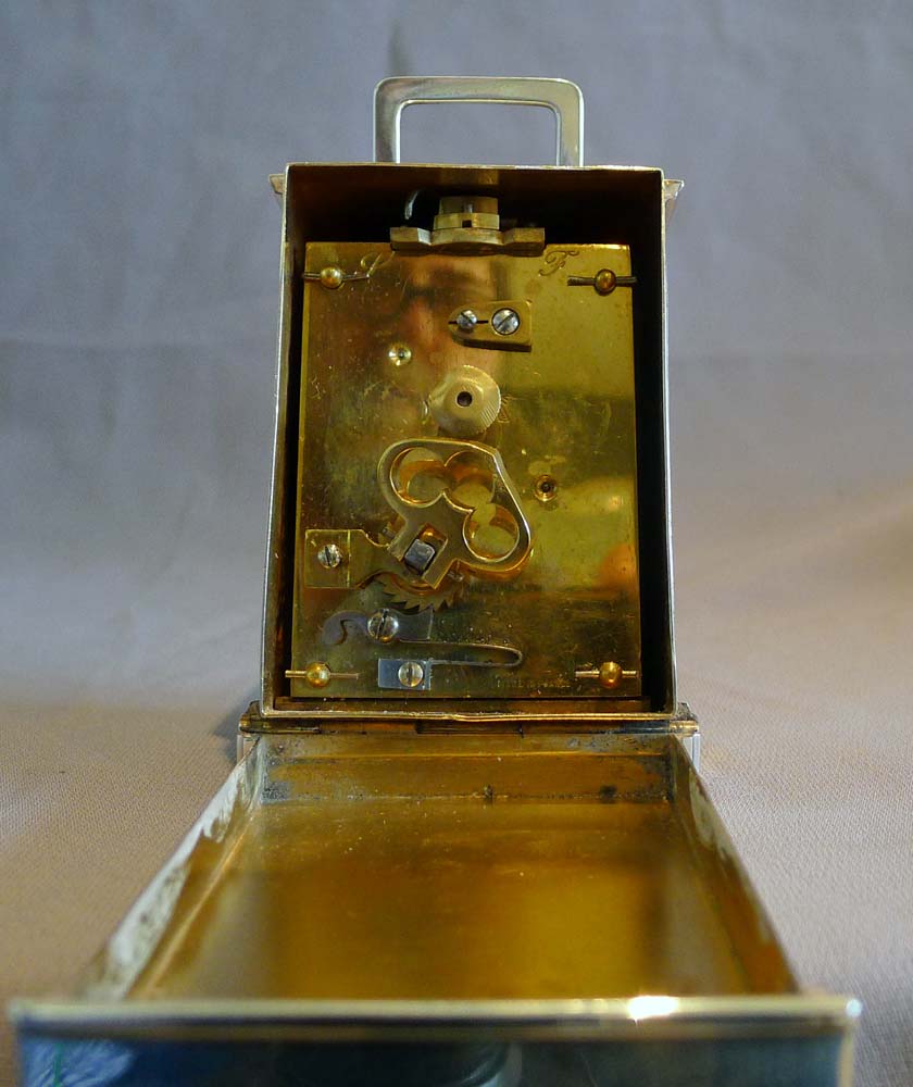 Antique English Edwardian solid silver carriage clock.