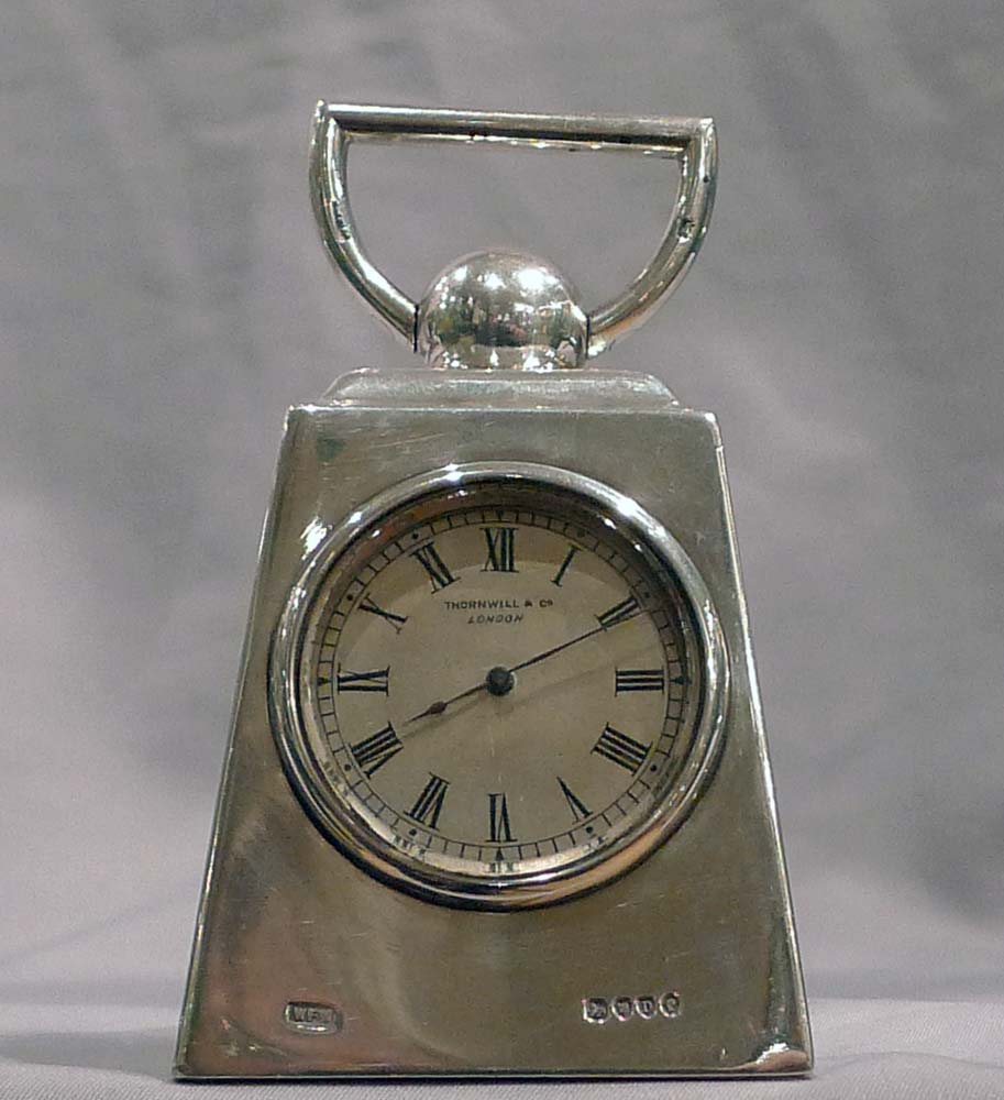 Antique and extremely unusual silver carriage clock in form of a pound weight