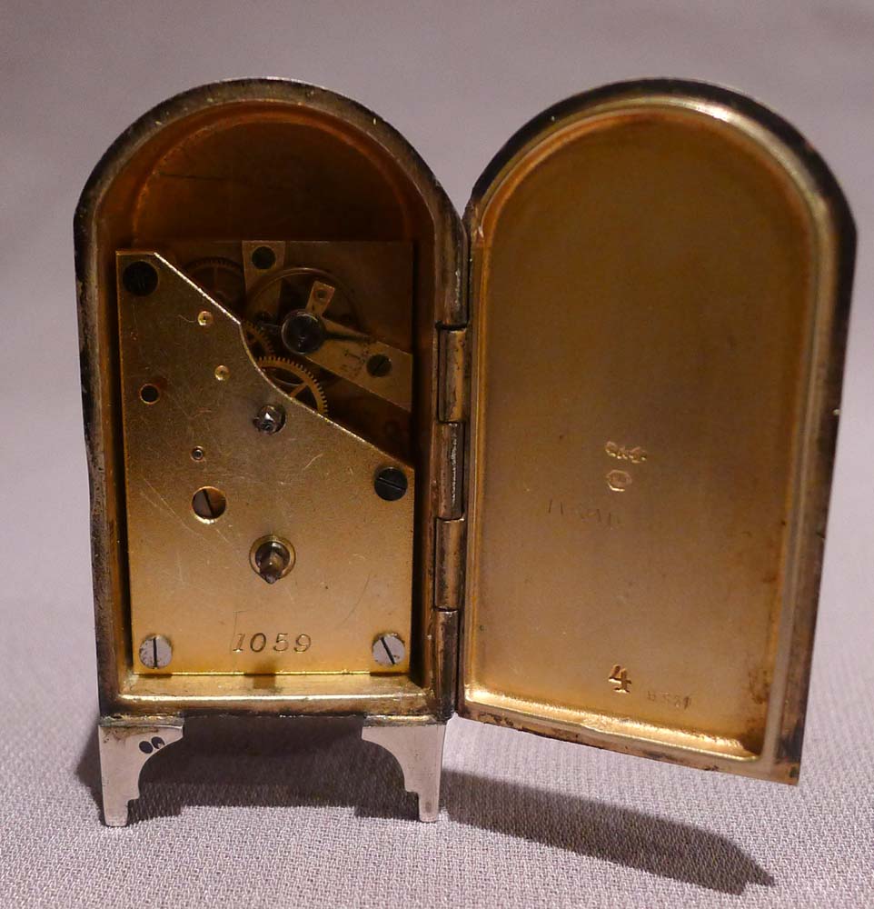 Silver and guilloche enamel sub miniature carriage clock