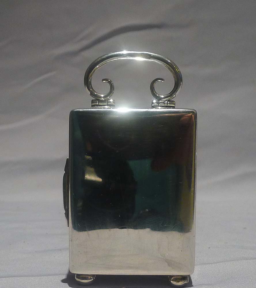 Antique English silver miniature carriage clock hallmarked for London 1903.