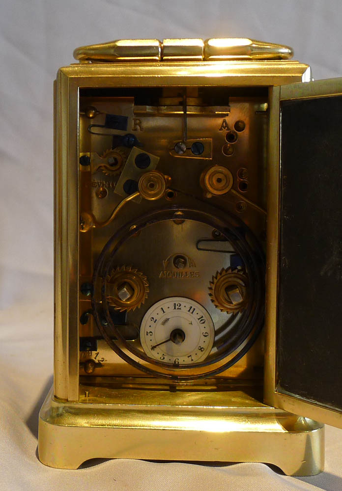 Antique rare fleurospar mounted carriage clock signed by Ed. Chartier, Paris