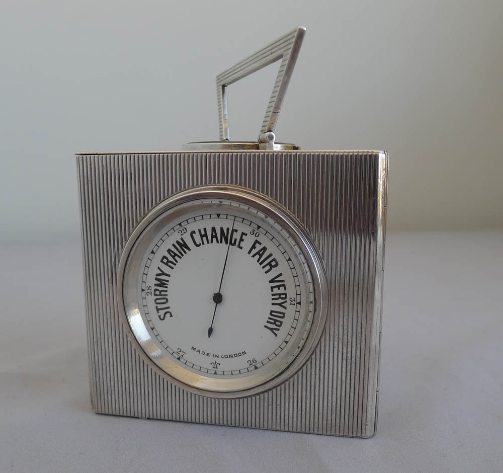 Antique silver multi dial desk clock with rare triangular case