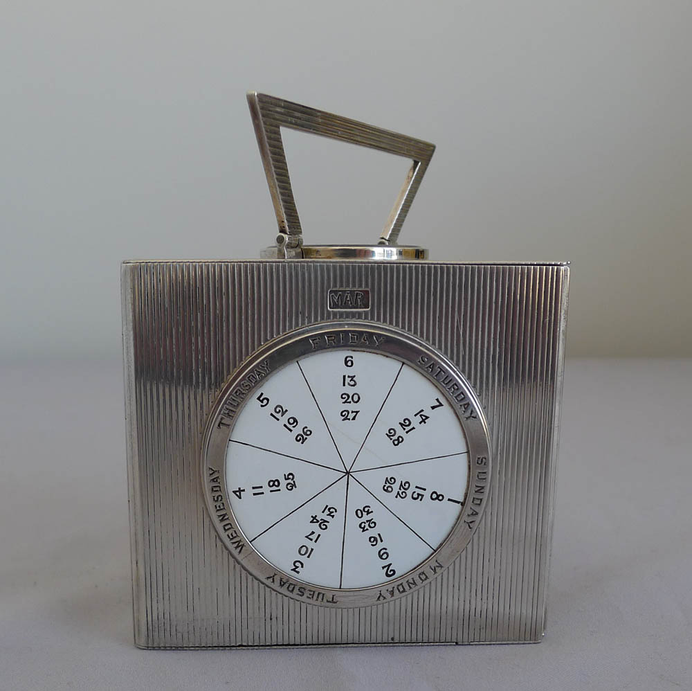 Antique silver multi dial desk clock with rare triangular case