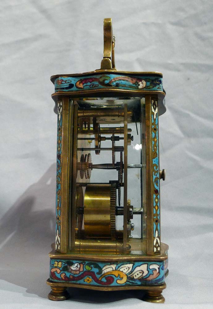 Antique French cloissonnee enamel carriage clock.