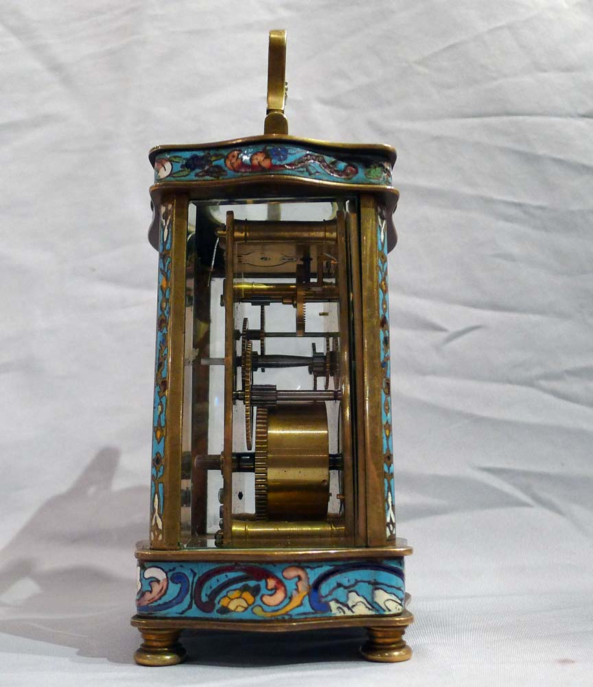 Antique French cloissonnee enamel carriage clock.