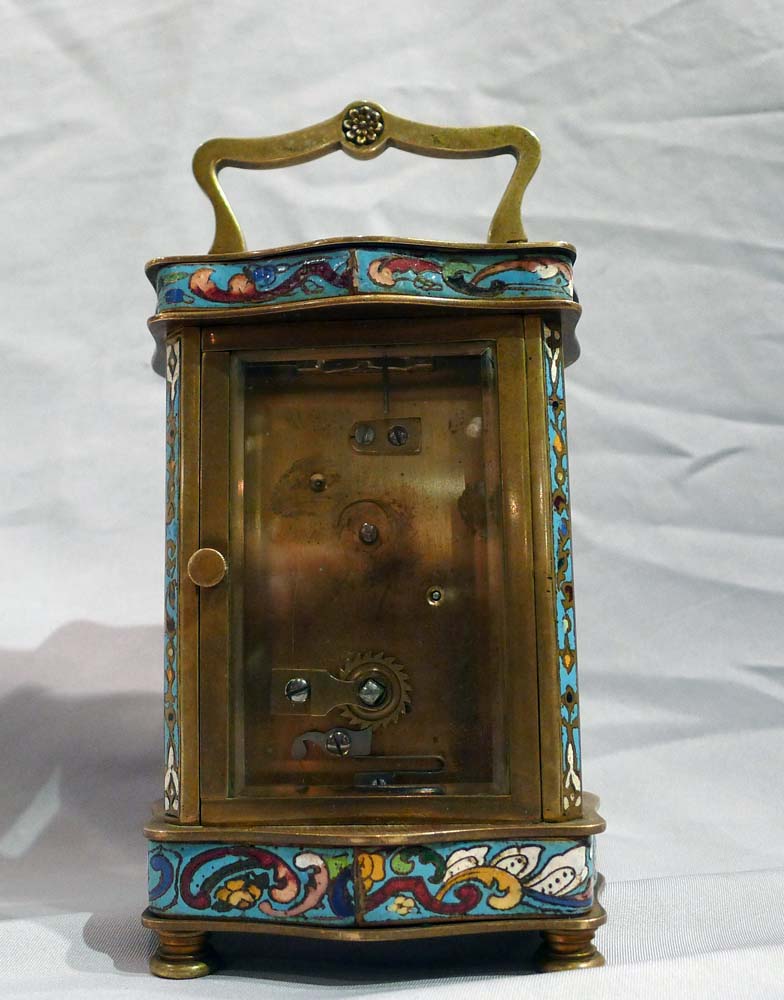 Antique French cloissonnee enamel carriage clock.