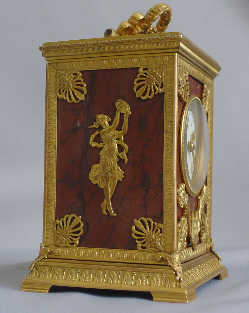 Antique French Napoleon III Ormolu and Marble Carriage Clock signed by Ed. Chartier Paris