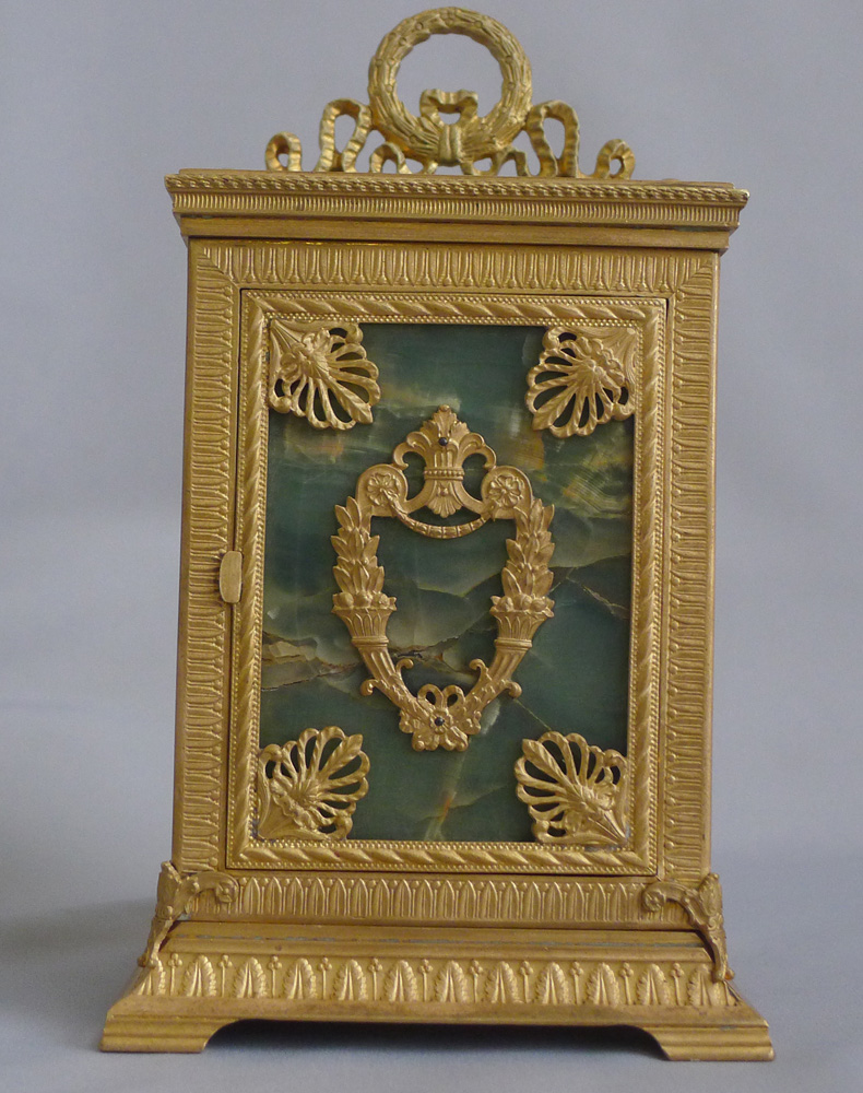 Antique French Napoleon III Ormolu and Fleurospar Carriage Clock signed Ed. Chartier, Paris