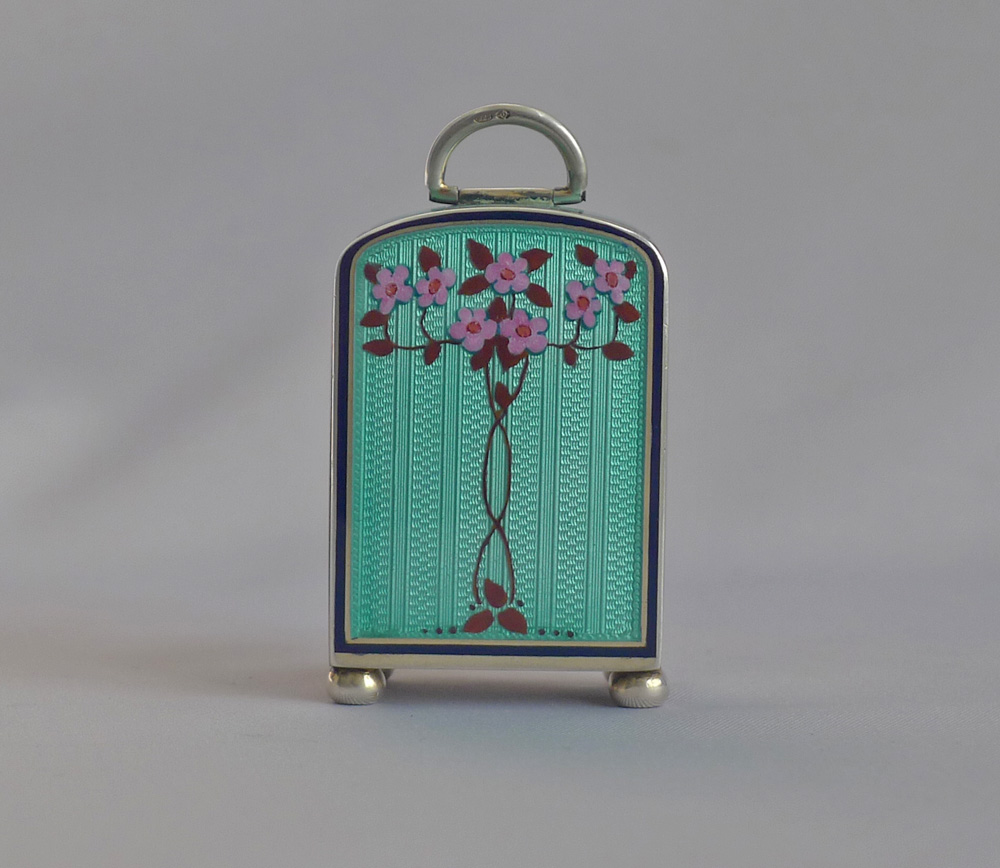Antique Silver gilt and enamel sub miniature Carriage Clock