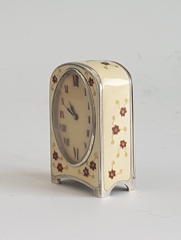 Antique Silver and Enamel Sub Miniature Carriage Clock