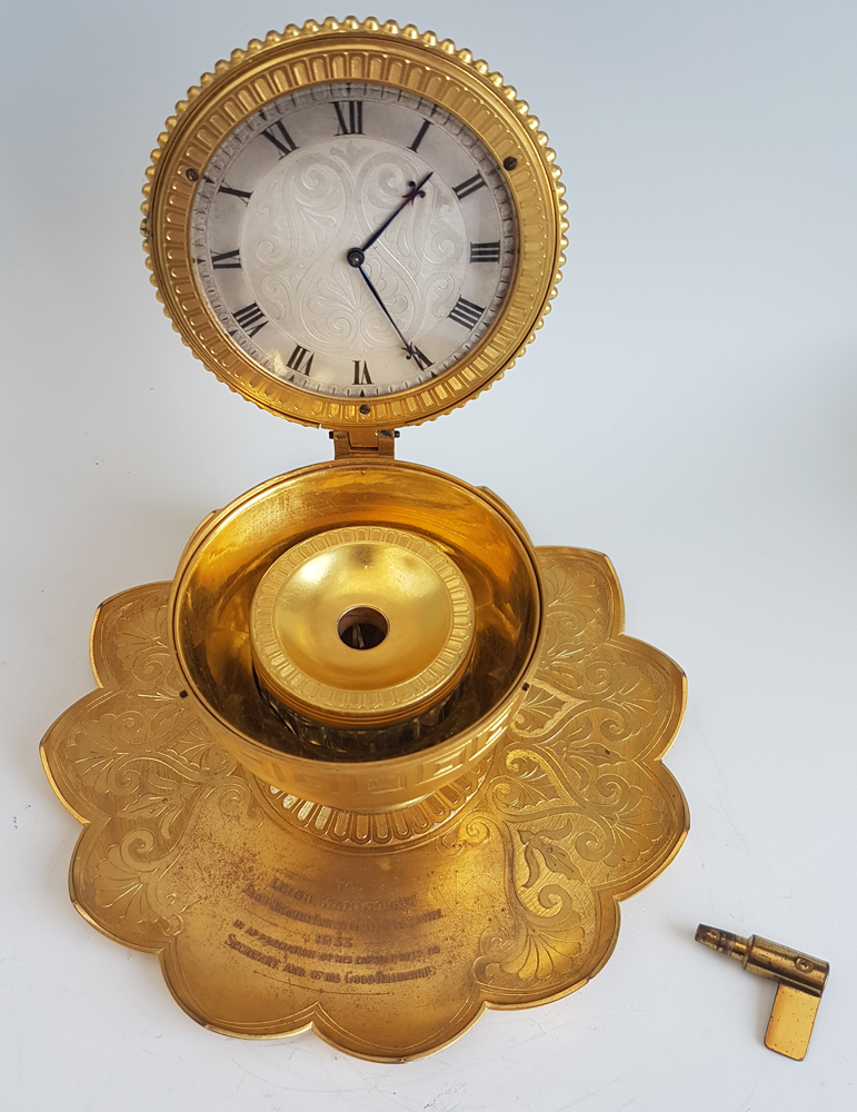 Antique Thomas Cole Inkwell with Clock no. 1111