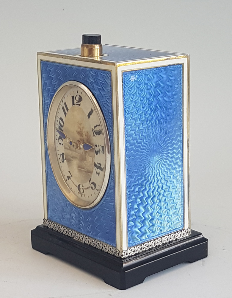 Silver and Guilloche enamel Minute Repeater by Tiffany and Matthey Tissot in original case