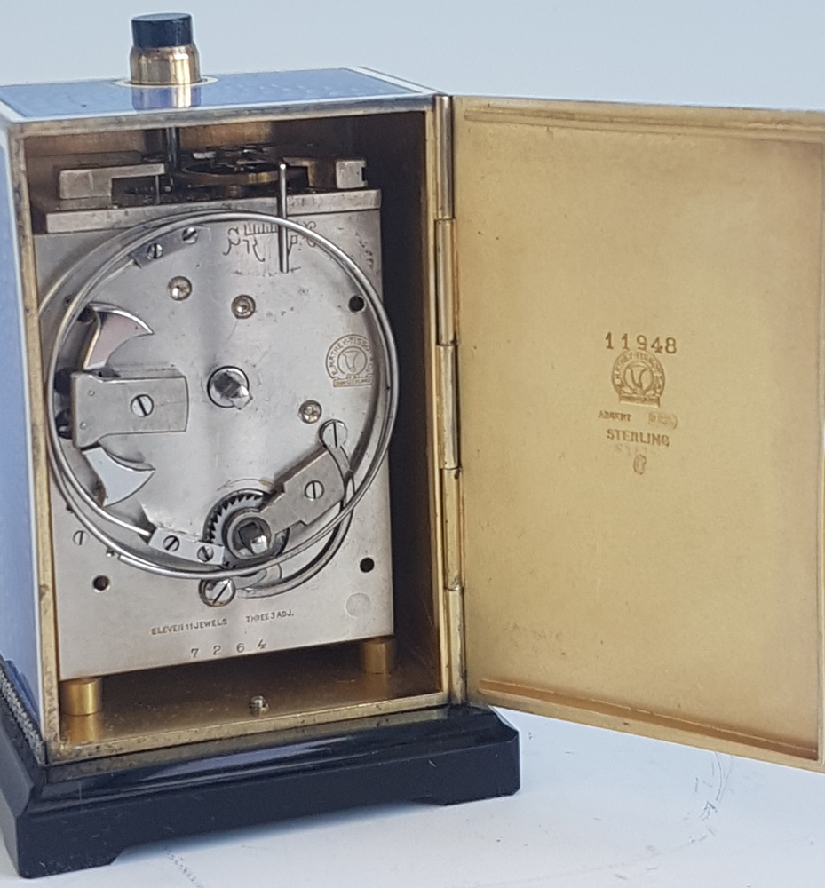 Silver and Guilloche enamel Minute Repeater by Tiffany and Matthey Tissot in original case