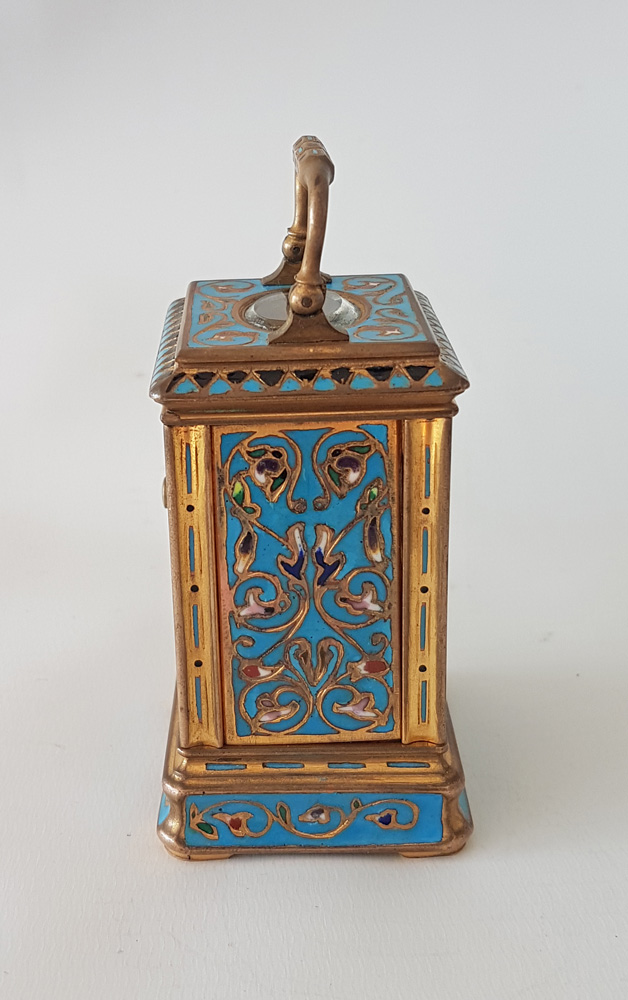 Antique Miniature Champleve Carriage Clock by Drocourt