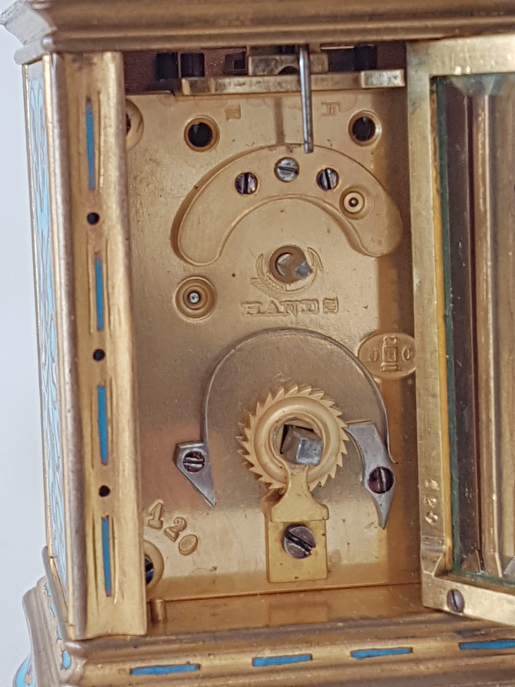 Antique Miniature Champleve Carriage Clock by Drocourt