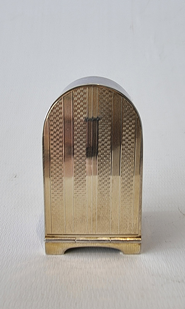 Sub Miniature Silver gilt and Guilloche enamel Carriage Clock in original case