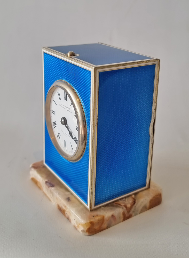 Silver gilt miniature Guilloche Carriage Clock with repeater, alarm and Petite Sonniere by Leroy