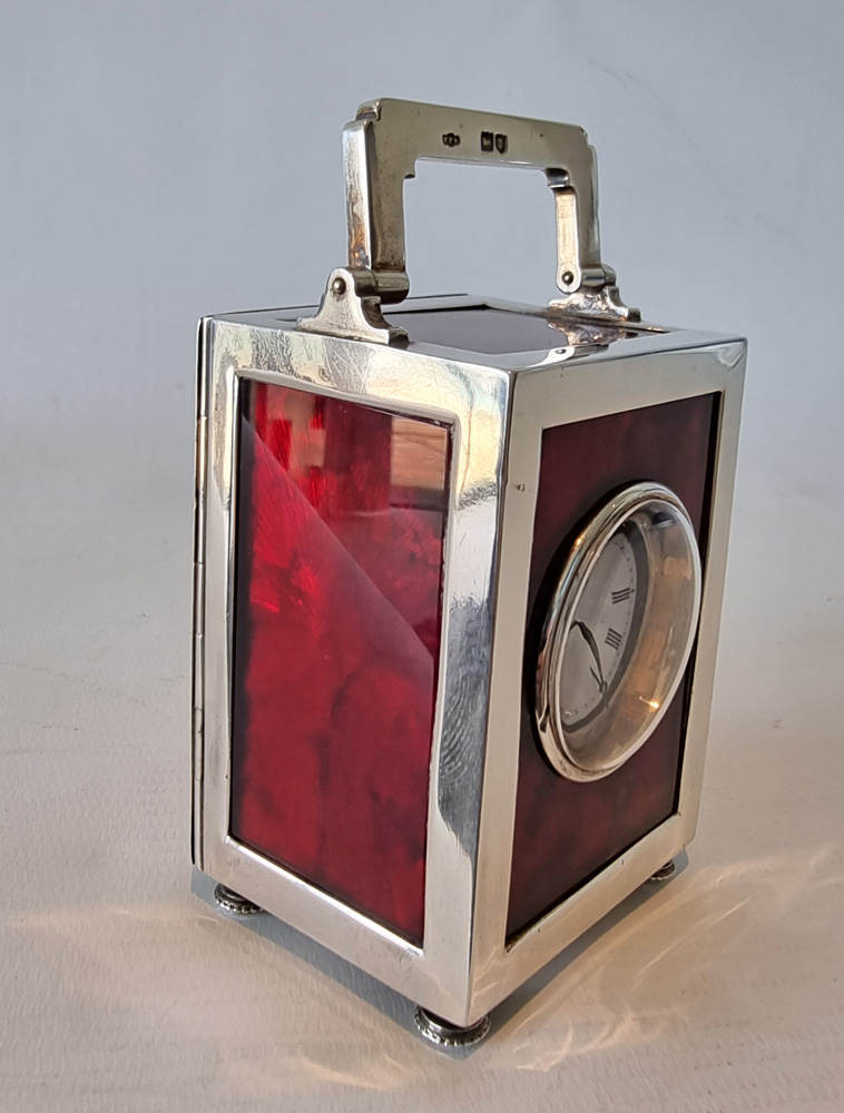 Antique Silver and foil backed glass carraige clock