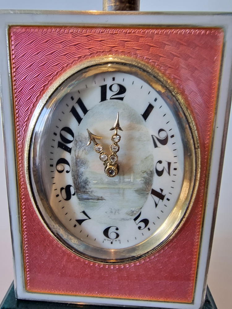 Silver and Guilloche enamel Minute repeater Miniature Carriage Clock by D.Fresard