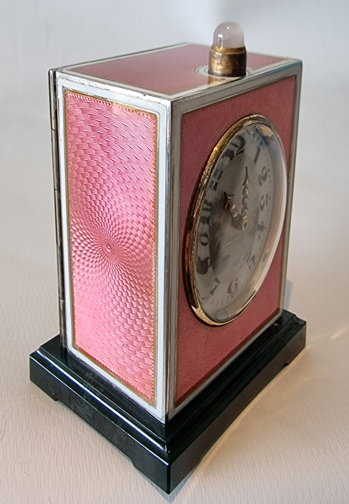 Silver and Guilloche enamel Minute repeater Miniature Carriage Clock by D.Fresard