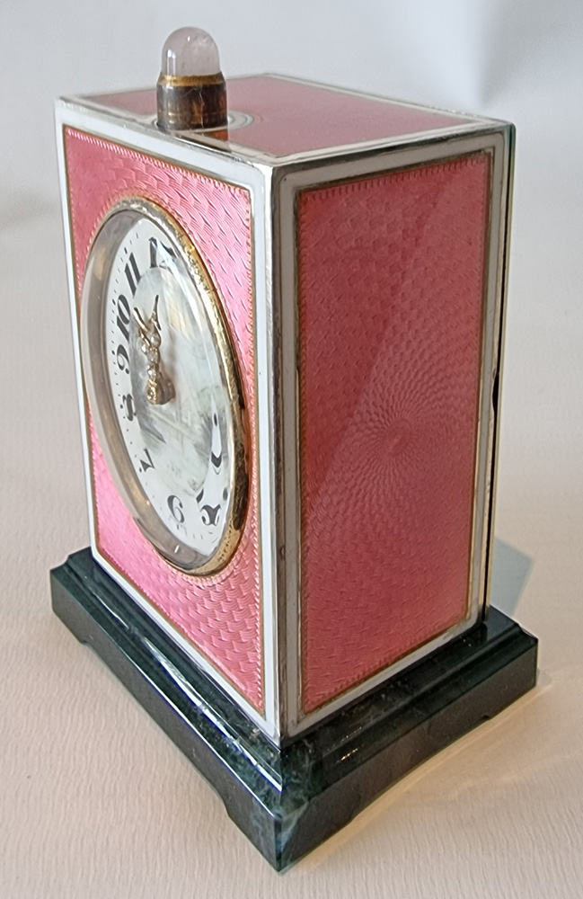 Silver and Guilloche enamel Minute repeater Miniature Carriage Clock by D.Fresard