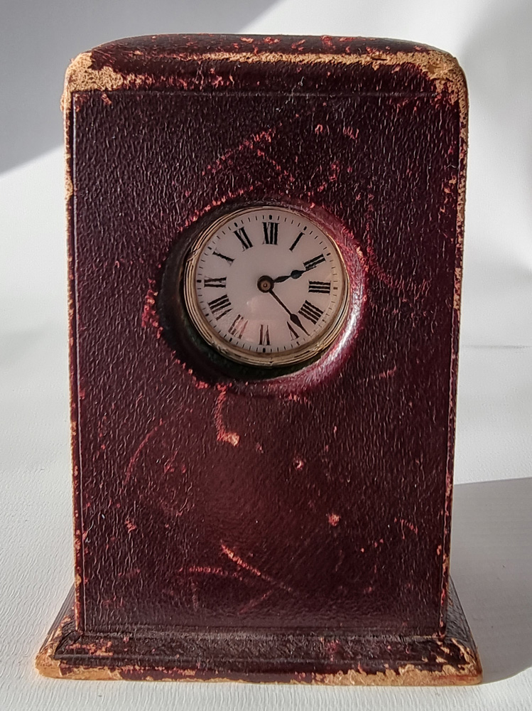 Antique Silver and Green Guilloche enamel miniature Carriage Clock by Georg Adam Scheid in case