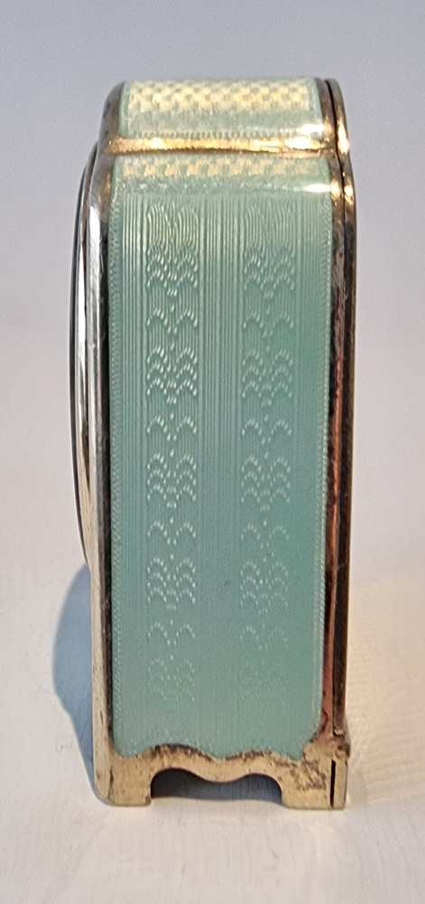 Antique Sub Miniature Silver gilt and Eau de Nil Guilloche enamel Carriage Clock by Zenith