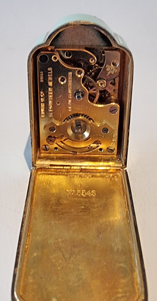 Antique Sub Miniature Silver gilt and Eau de Nil Guilloche enamel Carriage Clock by Zenith