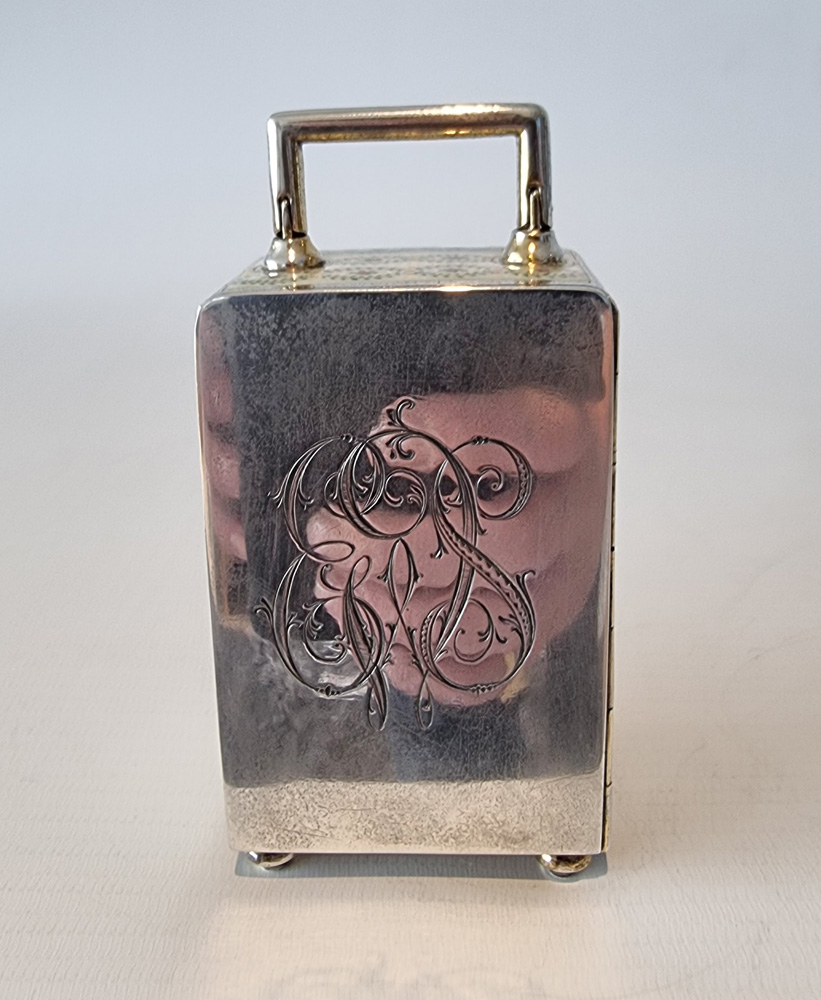 Silver and Guilloche enamel miniature Carriage Clock by Georg Adam Scheid