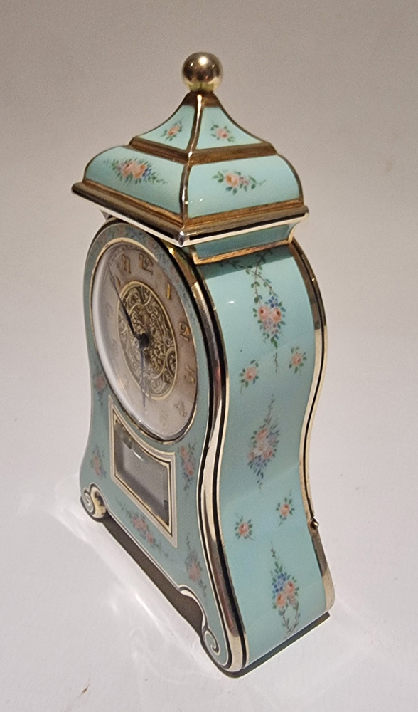 Silver and Enamel Swiss Neuchatelois style Miniature Travel or Boudoir Clock