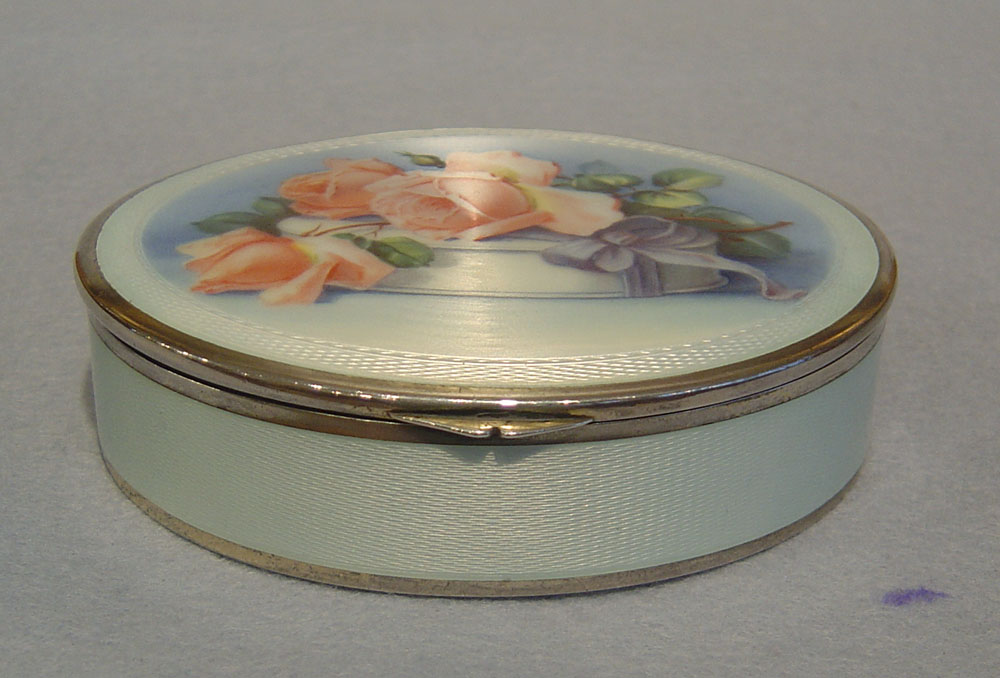 Silver and guilloche enamel box with Roses.