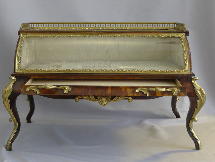 Antique French Napoleon III tortoiseshell and ormolu specimen cabinet