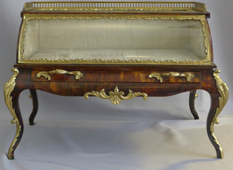 Antique French Napoleon III tortoiseshell and ormolu specimen cabinet