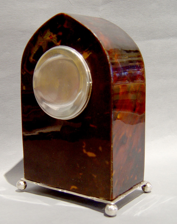 Lancet top tortoiseshell & silver picquet clock