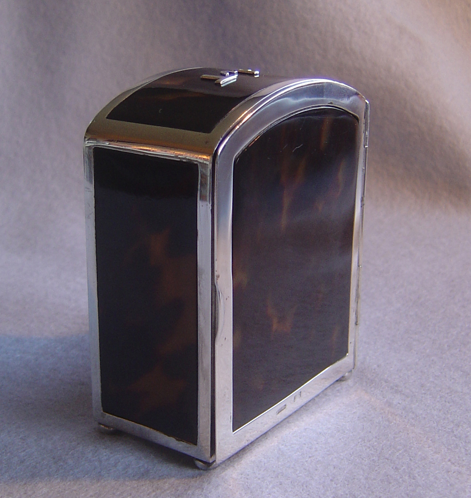 Antique Art Deco French silver and tortoiseshell 8 day carriage clock.