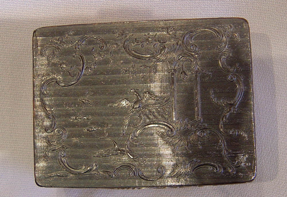 English antique 18th century silver gilt and tortoiseshell chinese chippendale rococco oblong box.