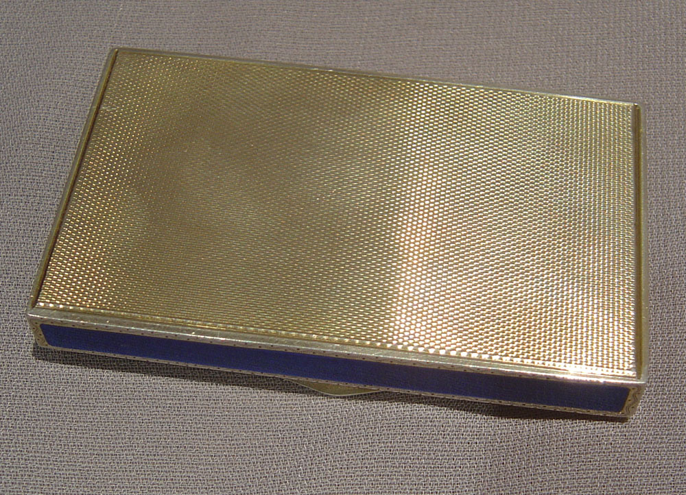 Continental silver and electric blue guilloche enamel box.