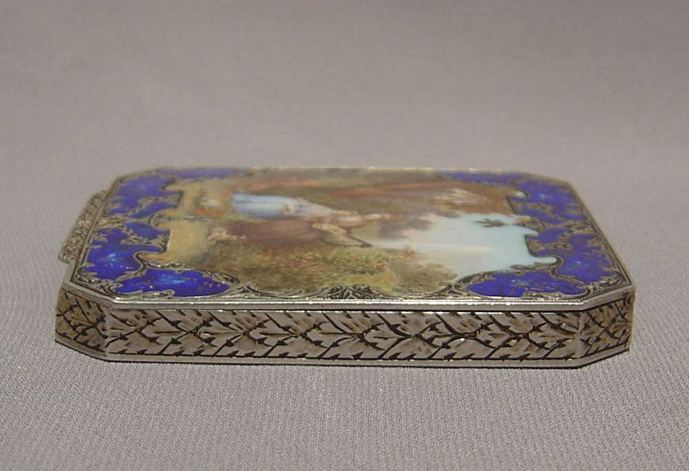German antique 19th century enamel and silver gilt box