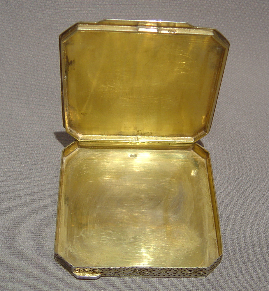 German antique 19th century enamel and silver gilt box