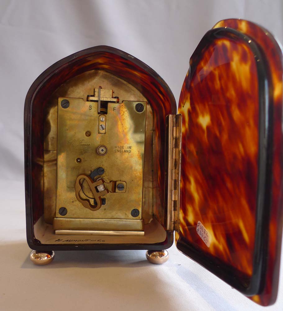 Gold and gold pique and tortoiseshell carriage clock hallmarked for H. Aumont and Co. London 1910.