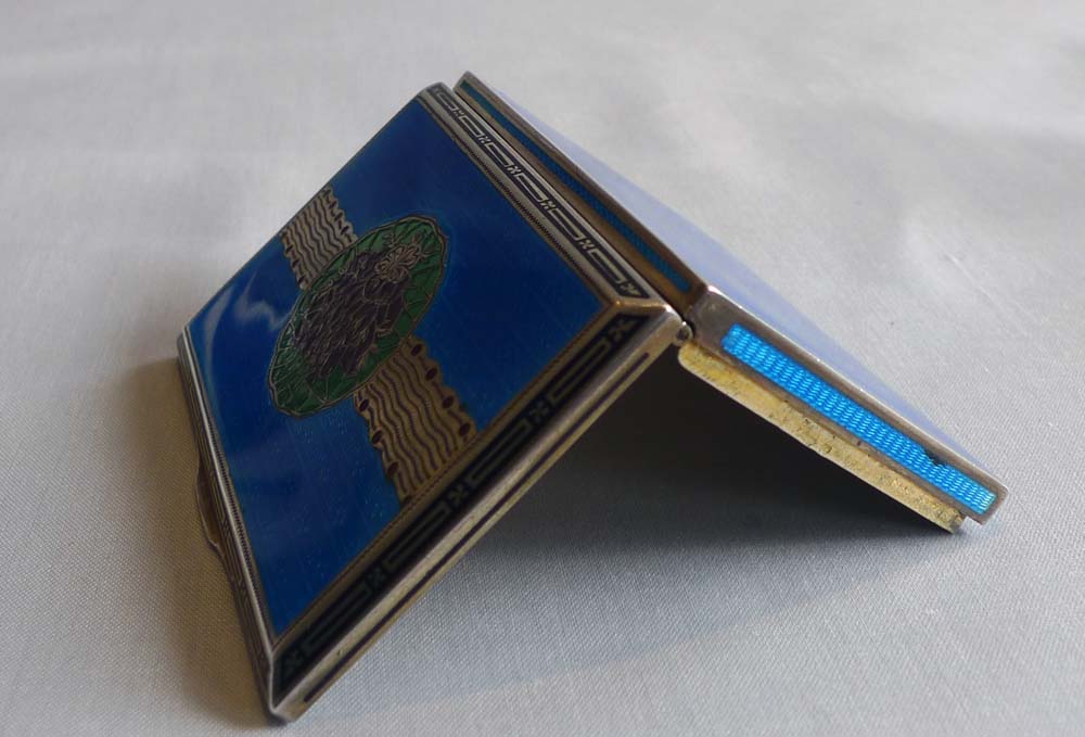 Enamel Guilloche and silver gilt Art Nouveau antique card case or box.