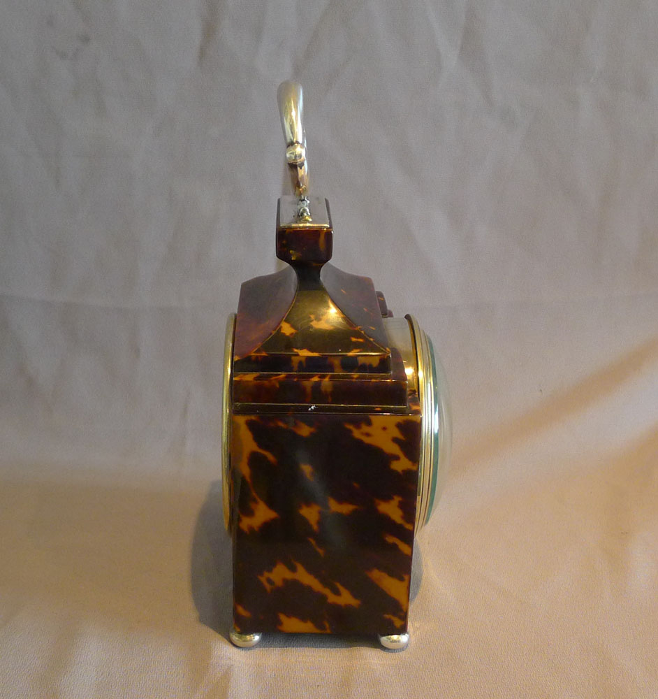 Antique English Edwardiian Tortoiseshell and silver mantel clock