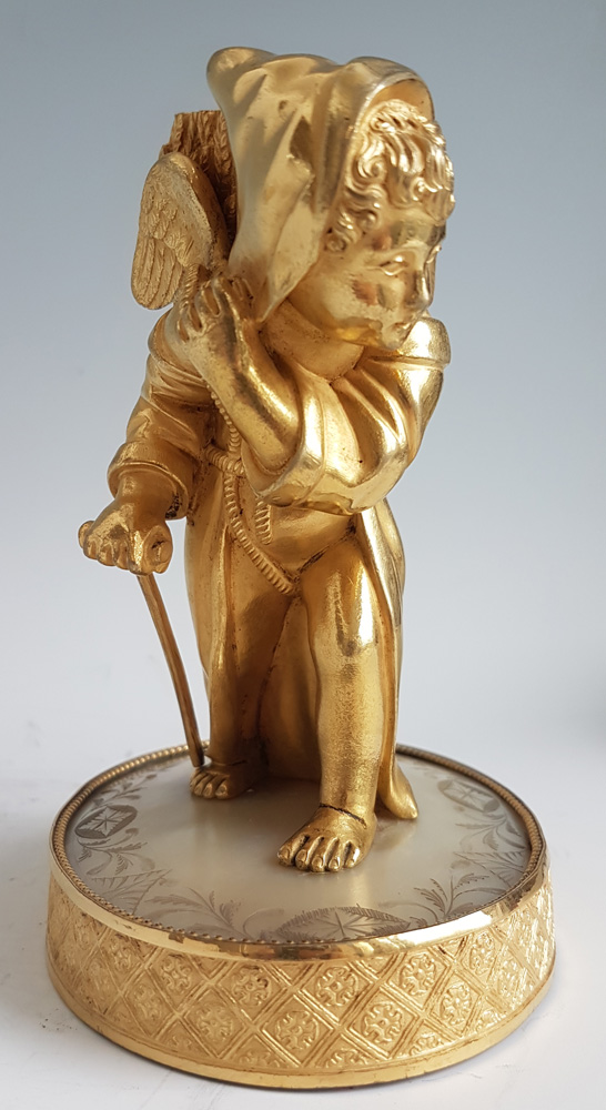 Antique Palais Royal mother-of-pearl and ormolu Taper holder