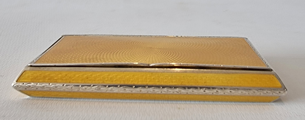 Silver and imperial yellow guilloche enamel Art Deco card case